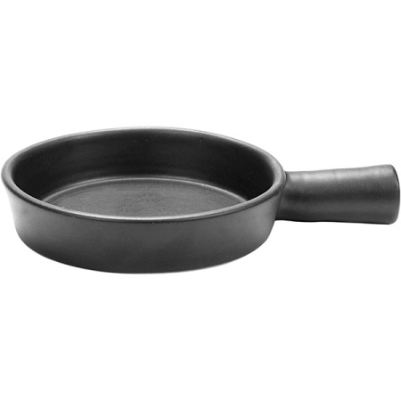 Блюдо для запек.с ручкой «Серфис»; керамика; 450мл; D=16,H=5см; черный