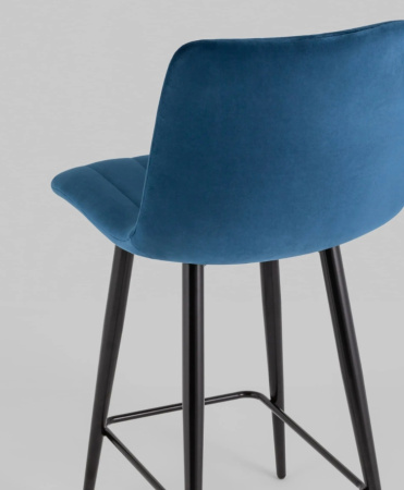 Фото Стул полубарный Олсен велюр синий 60 см Стул полубарный Олсен велюр синий 60 см