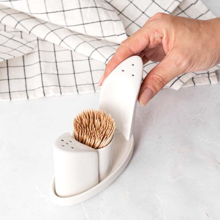 Набор для специй 3 пр-та на подставке; фарфор; белый