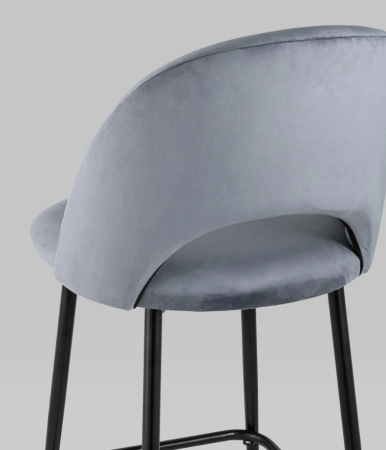 Стул полубарный Меган велюр серый