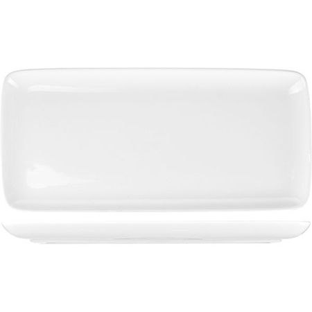 Блюдо прямоугольное; фарфор; H=2.5,L=35.2,B=16.5см; белый