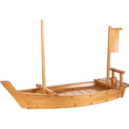 Блюдо «Корабль»; дерево,сталь; H=48.5,L=75,B=26.5см; бежев.