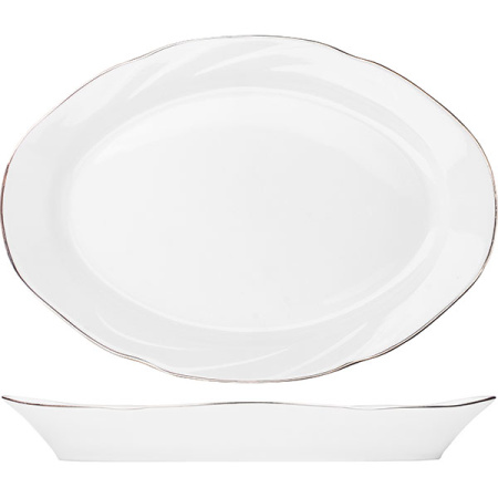 Блюдо овал. «Голубка»; фарфор; L=33,B=23.5см; белый,золотой