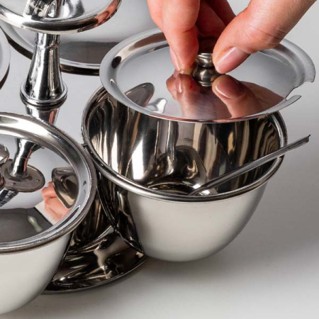 Набор фуршетный для соусов и специй на 4чаши с кр.; сталь нерж.; D=10,H=20.5см; металлич.