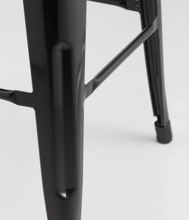 Стул полубарный TOLIX WOOD со спинкой черный глянцевый