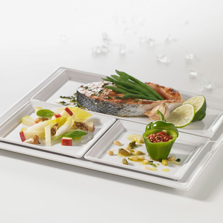 Блюдо прямоугольное «Тайм сквэа»; фарфор; H=1.5,L=26.3,B=13см; белый