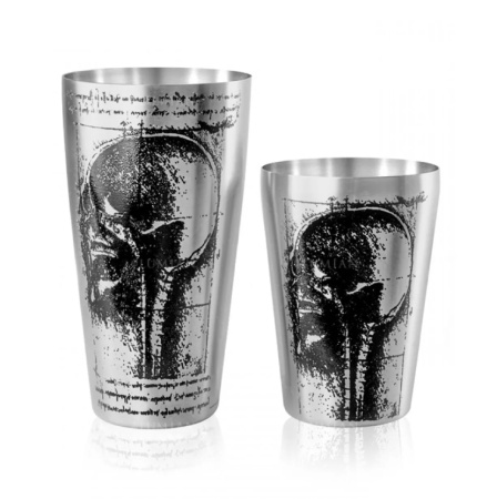 Шейкер Lumian Yokai Boston Leonardo Tin & Half Tin, 18-28 oz, серебро с гравировкой