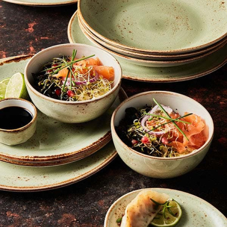 Салатник «Крафт»; фарфор; 457мл; D=12.7,H=7см; зелен.