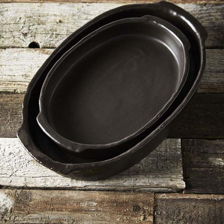 Блюдо для запек.овальное «Пьюр»; керамика; H=6.5,L=37,B=26см; черный