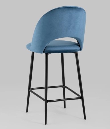 Стул полубарный Меган велюр пыльно-синий