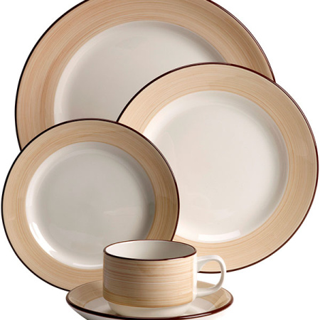 Тарелка «Чино»; фарфор; D=23,H=2см; белый,бежев.