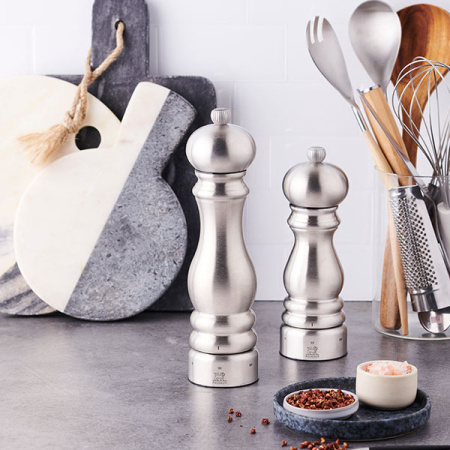 Мельница для соли «Париж»; металл; D=7,H=30см; серебрист.