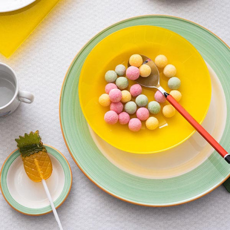 Тарелка сервировочная «Рио Грин»; фарфор; D=30,H=2.5см; белый,зелен.