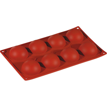 Форма конд. «Полусфера» [8ячеек]; силикон; D=6,H=3,L=29.5,B=17.5см; кирпичн.