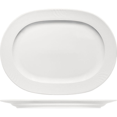 Блюдо овал. «Карат»; фарфор; L=39.5,B=27.5см; белый