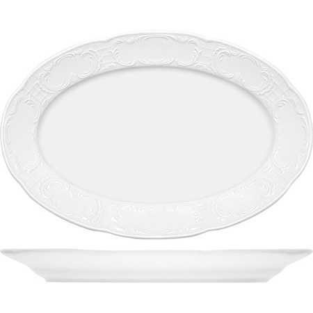 Блюдо овал. «Моцарт»; фарфор; L=36,B=24см; белый