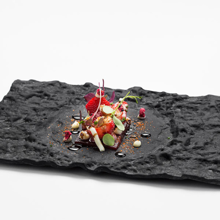 Блюдо для презентаций «Кратер»; стекло; L=29,B=18см; черный,матовый