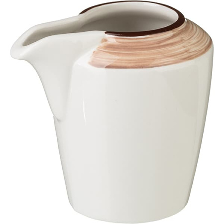 Молочник «Чино»; фарфор; 70мл; H=6.8,L=7.4см; белый,бежев.