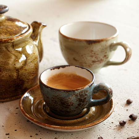 Чашка чайная «Крафт»; фарфор; 450мл; D=12,H=8,L=15см; зелен.