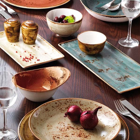 Блюдо прямоугольное «Крафт»; фарфор; H=2,L=33,B=19см; синий