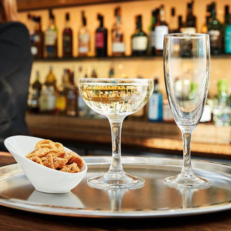 Шампан.-блюдце «Элеганс»; стекло; 160мл; D=90,H=123мм; прозр.