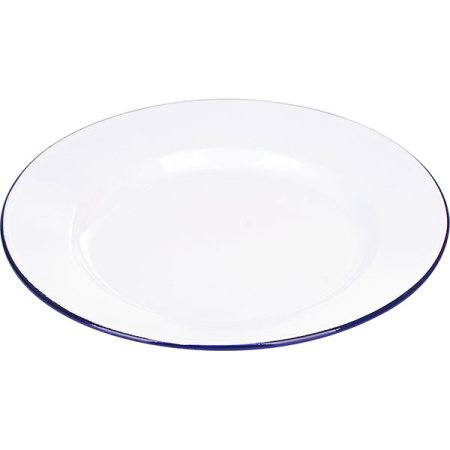Тарелка мелкая эмалиров.; сталь; D=24,H=2см; белый,синий