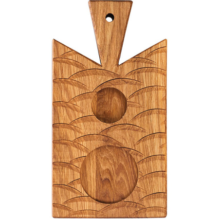 Доска для подачи с ручкой(9см) и 2-мя выемк.; дуб; H=25,L=250/210,B=160мм