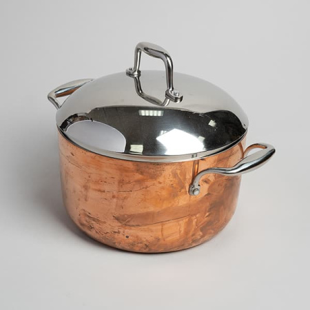 Кастрюля с крышкой 3-х слойная медь; сталь нерж.,алюмин.; 6л; D=24,H=13.5см