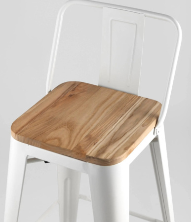 Стул полубарный TOLIX WOOD со спинкой белый глянцевый