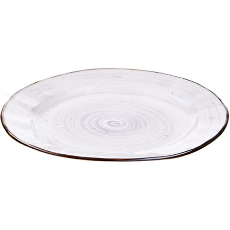 Тарелка  мелкая «Пастораль»; фарфор; H=2.7,L=27,B=23см; серый