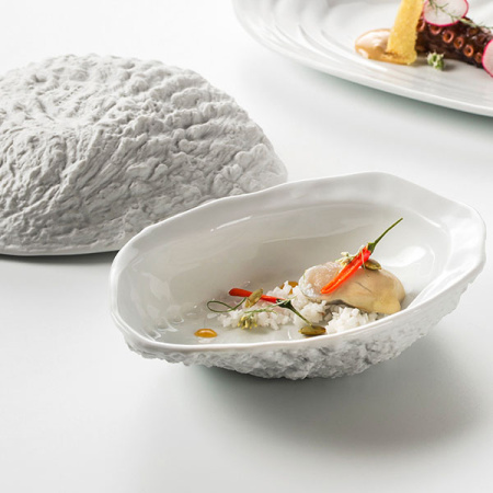 Тарелка для презентаций; фарфор; H=4,L=17,B=14см; белый,матовый