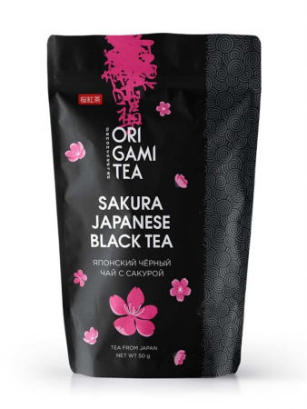 Японский чёрный чай Оригами с сакурой 50 г