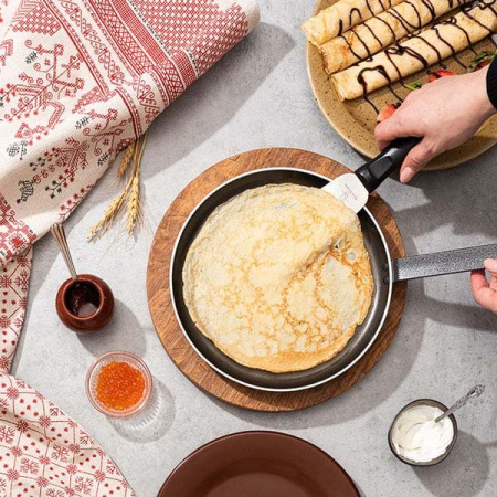 Сковорода для блинов «Клас Шеф»; алюмин.,тефлон; D=24,H=2,L=45см; синий,черный