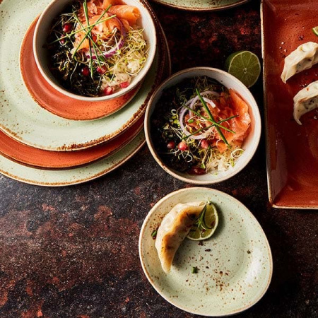 Тарелка пирожковая «Крафт»; фарфор; D=15.5,H=2,L=15.5,B=13см; зелен.