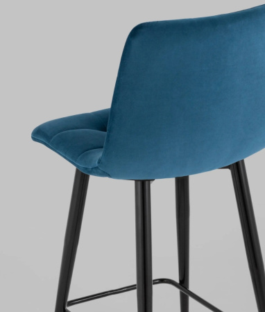 Стул полубарный Джанго велюр синий высота сиденья 60 см