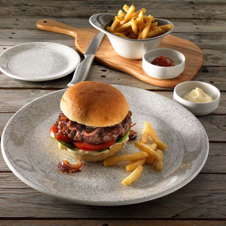 Тарелка  мелкая «Инк Грэй»; фарфор; D=30см; белый,белый