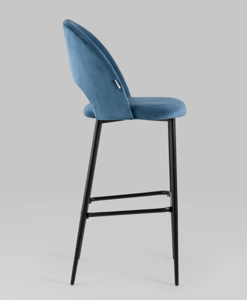 Стул барный Меган велюр пыльно-синий