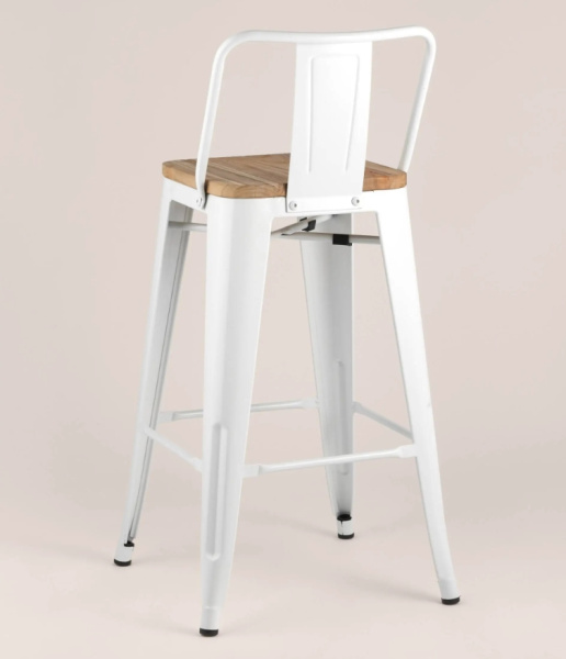 Стул полубарный TOLIX WOOD со спинкой белый глянцевый