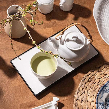 Блюдо для подачи прямоуг.; фарфор; H=1.5,L=30,B=17см; белый,черный