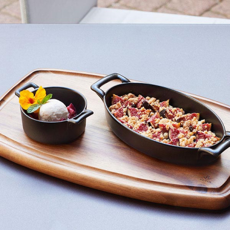 Блюдо овал.с ручками; керамика; H=4,L=24,B=15.5см; черный