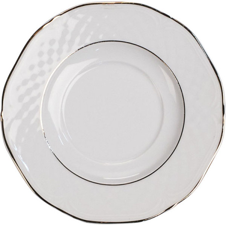 Блюдце «Афродита»; фарфор; D=17,H=1.8см; белый,золотой