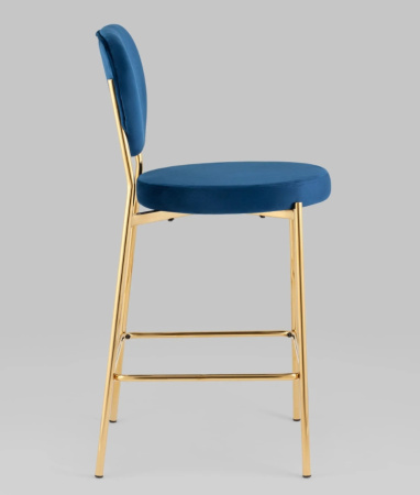 Стул полубарный Барбара велюр королевский синий, золотые ножки