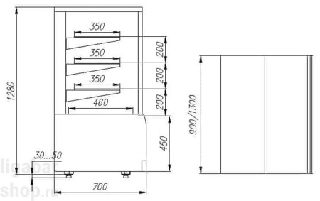 Витрина кондитерская Carboma Polus KC70 VV 1,3-1 (ВХСв - 1,3д Сube Люкс)