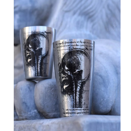 Шейкер Lumian Yokai Boston Leonardo Tin & Half Tin, 18-28 oz, серебро с гравировкой