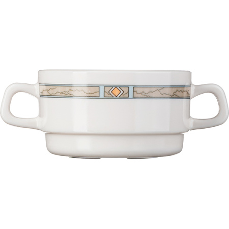 Бульонная чашка «Каррарэ»; стекло; 320мл; D=10,H=5.5,L=15см; бежев.,песочн.