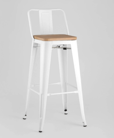 Стул барный TOLIX WOOD со спинкой белый глянцевый
