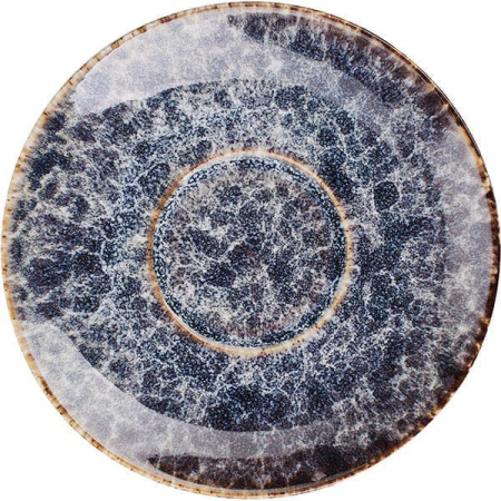 Блюдце «Стоун»; фарфор; D=15см; сине-серый
