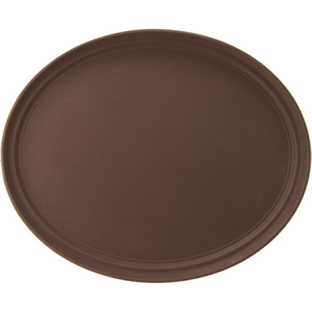 Поднос овальный; стеклопласт.,прорезин.; H=3.5,L=68.5,B=56см; коричнев.,серый