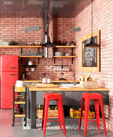 Стул барный TOLIX красный глянцевый