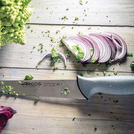 Нож поварской «Колор проф»; сталь нерж.,полипроп.; L=39/25см; серый